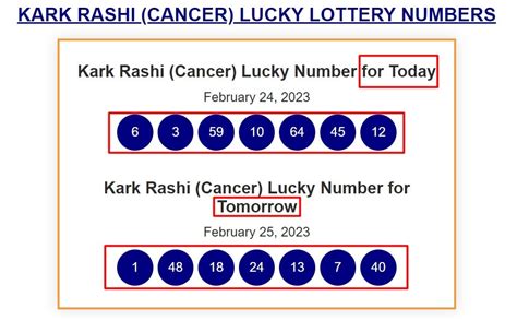 Cancer Lucky Lottery Numbers .